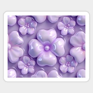 Quilted Puff Purple Pattern Flowers Magnet